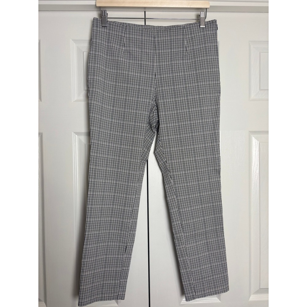 A New Day Womens Black White Plaid Stretch Side Zip Ankle Pants Size 12